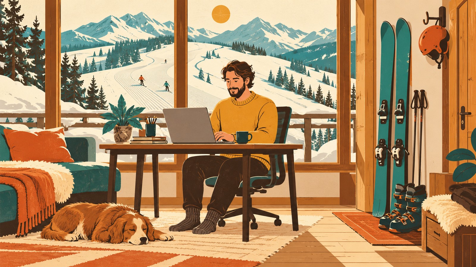 Иллюстрация к материалу: Работаете из дома, а дом теперь стоит у подножия склона — как выглядит такая неделя